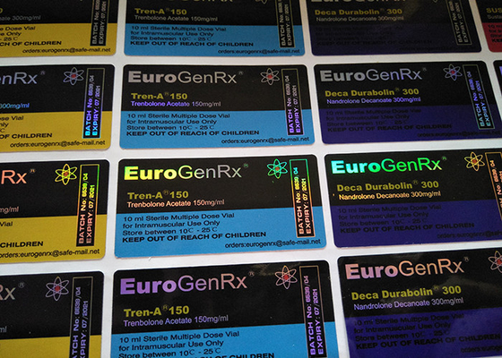 Parlak Su Geçirmez Euro GenRX Cam Flakon Etiketleri Hologram İlaç Etiket Çıkartmaları