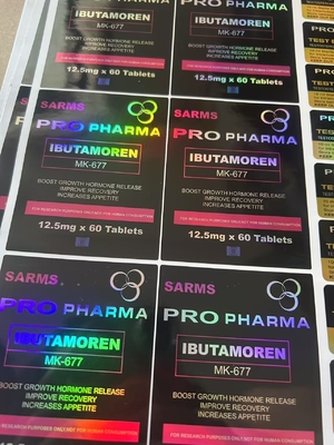MK600 Oral 60 Tablet Etiketler Alüminyum Zip Kilitli Çantalar İçin Hologram Malzeme U