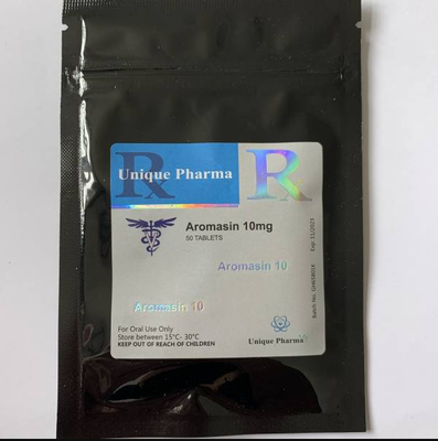 Unique Pharma Aromasin 10mg Etiketler Siyah Alüminyum Folyo Fermuar Çantaları