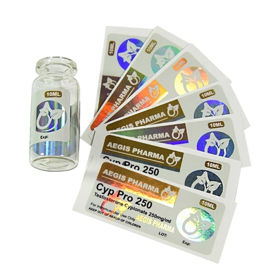 Cyp 250mg Yapışkan Çizik Etiketi Holografik Özel Baskılı Etiket 10ml şişe etiketleri