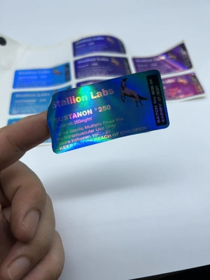 Testo E Markası Nano Laboratuvarları için Güçlü Yapışkan Vinyl 10ml Şişe Etiketleri Lazer Parlaklığı Efekti