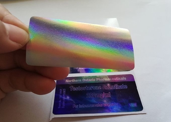 Testo E Markası Nano Laboratuvarları için Güçlü Yapışkan Vinyl 10ml Şişe Etiketleri Lazer Parlaklığı Efekti