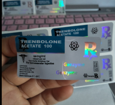 Özel Tasarımlı PET Şişe Etiketleri Vücut geliştirme için Kutular Enjekte edilebilir Anabolik Parlak Holografik Hap Şişeler