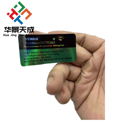 Testosteron Enjeksiyon Yağı şişeleri için Hologram Lazer 10ml Şişe Etiketleri