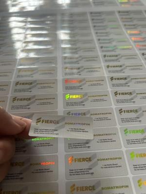 HCG 10000 ve Diğer Peptid Ürünleri için Özel Cam Şişe Etiketleri Lazer Hologram PET Malzemesi