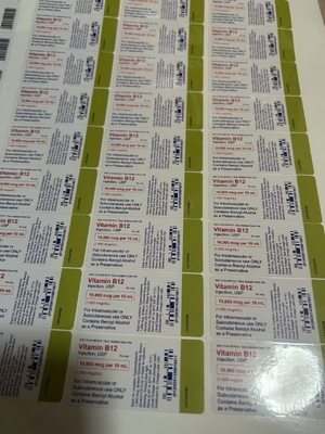 Özel B12 Vitamini Yapışkan Enjeksiyon Yağı Etiketleri 10ml Cam Şişe UV PRINITNG/cmyk printng