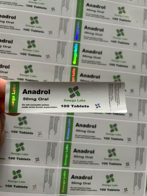 Anadrol Oral Tabletler Etiketler 50mg Plastik Şişeler İçin Kağıt/ PET/ PVC Malzemesi