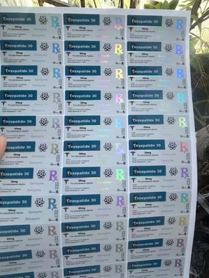 Tirzepatide 40mg Peptid Cam Şişe Etiketleri Özel Tasarımlı