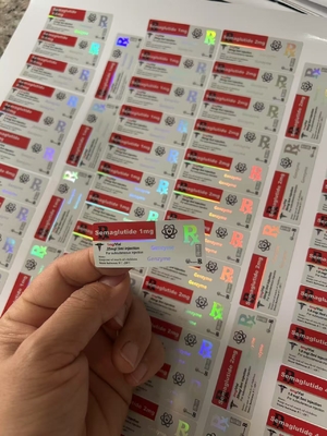 Semaglutide 1mg etiketleri 5x2cm Hologram Lazer Etkisi 2ml 3ml Şişe Etiketleri
