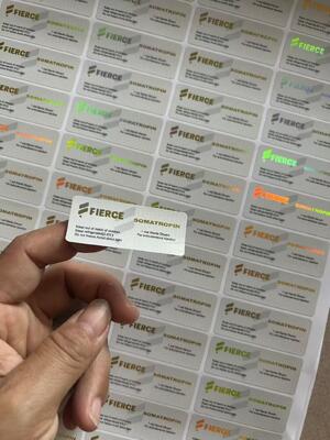 Somatropin 10iu Hg H 3. 7mg şişe etiketleri başına