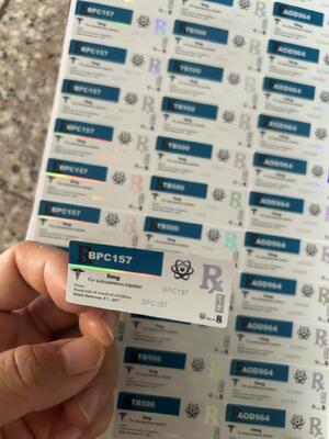 Aod964 10mg Peptit Flakon Etiketleri PET Lazer Malzemesi 2ml flakon etiketleri