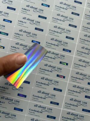 GHK-CU 5MG Flakon Etiketleri Lazer Malzemeli Parlak Efekt