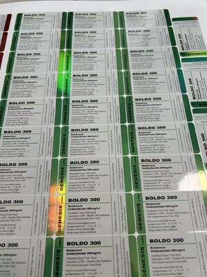 Bold 300 EQ 300 10 Ml Glass Vial LABELS