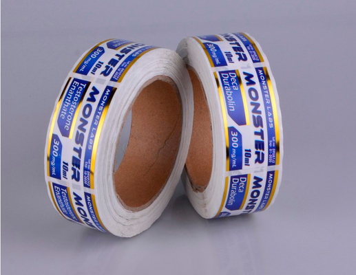 Farmasötik flakon Flakon Etiketleri Şeffaf Parlak Renk Altın Damgalı Efekt