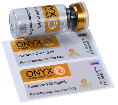 Ücretsiz Tasarım Özel Bodybuilding SUS 250 Enjekte edilebilir Anabolik Şişe Etiketleri Kutular UV Parlak PVC PP Holografik Yapıştırıcı