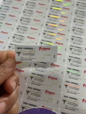 HCG 10000 ve Diğer Peptid Ürünleri için Özel Cam Şişe Etiketleri Lazer Hologram PET Malzemesi