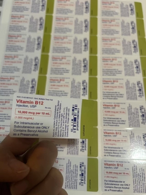 Özel B12 Vitamini Yapışkan Enjeksiyon Yağı Etiketleri 10ml Cam Şişe UV PRINITNG/cmyk printng