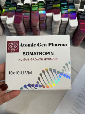 Somatropin H gh 100iu Etiketler ve 10 şişe içeren kutu