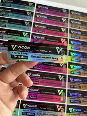 Anavar 20mg 100 Kapsül Lazer Efekti İçin İlaç Şişesi Etiketleri