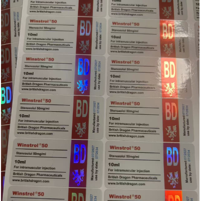10ml İlaç Şişeleri için Suya Dayanıklı Özel Boyutlu Parlak Kaplama Cam Flakon Etiketleri