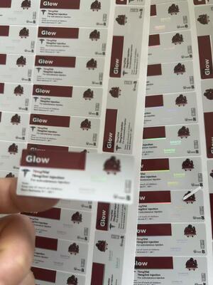 Glow 70mg PVC Kendinden Yapışkanlı Peptit Şişe Etiketleri