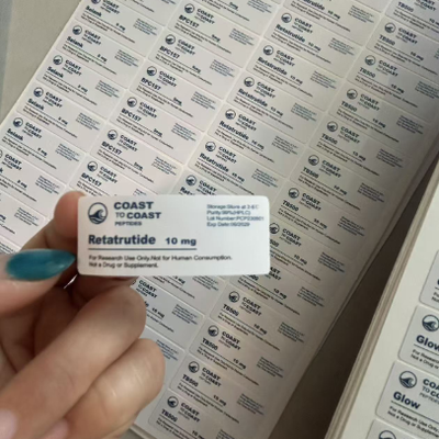 Reta 10mg Su geçirmez Parlak Bitirme Peptid Şişeleri ve Yapıştırıcı Etiketleri için Özel Boyutlu Şişe Etiketleri