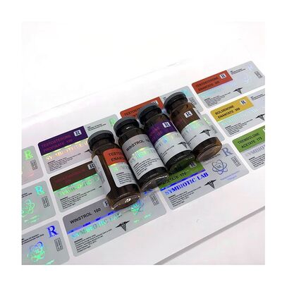 Laboratuvar Enjeksiyon Çoklu Doz Flakon için Gümüş Folyo Metalik Baskı Cam Flakon Etiketleri